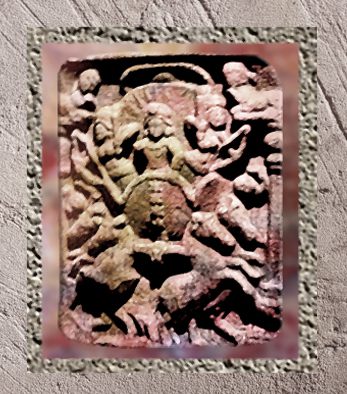 D’après Sûrya, dieu Soleil, relief, balustrade de Bodhgaya, Ier siècle avjc, Mahârâsthra, Ouest, Inde ancienne. (Marsailly/Blogostelle)