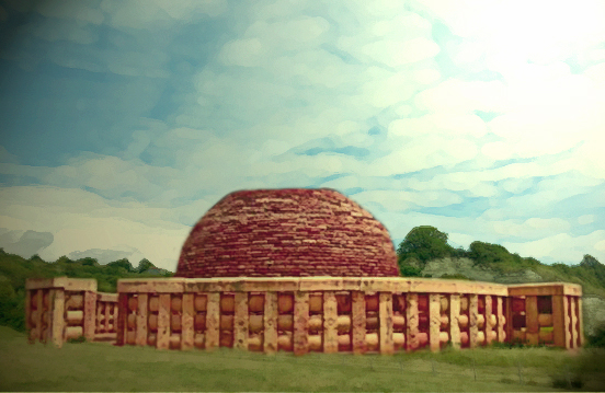 D’après le stûpa n° 2 au sommet plat, l’un des plus anciens à Sânchî, IIe siècle avjc, Madhya Pradesh, Nord, Inde ancienne. (Marsailly/Blogostelle)
