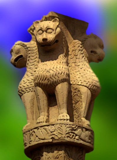 D'après des lions, chapiteaux de Sânchî, dynastie Shunga, IIe -Ier siècles avjc, Madya Pradesh, Nord, Inde ancienne. (Marsailly/Blogostelle)