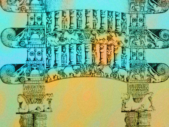 D’après le torana (porte) reconstitué de Bhârhut et ses makaras, IIe siècle avjc, Madhya Pradesh, Nord, Inde ancienne. (Marsailly/Blogostelle)