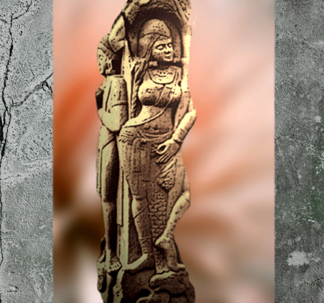 D'après une Yakshi, déité de la végétation, Bharhût, Madhya Pradesh, Nord, Inde ancienne. (Marsailly/Blogostelle)