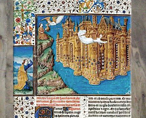 D’après la Jérusalem Céleste, or et pierres précieuses illuminent la cité divine, de Jean Colombe, XVe siècle, art français.(Marsailly/Blogostelle)