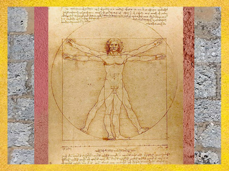 D'après l’Étude des proportions du corps humain selon Vitruve, par Léonard de Vinci, vers 1492, Venise, Italie. (Marsailly/Blogostelle)