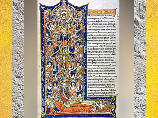 D'après l'Arbre de Jessé, bible des Capucins, XIIe siècle, art médiéval, France. (Marsailly/Blogostelle)