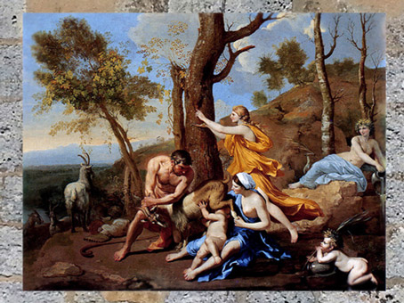 D'après La Nourriture ou L’Enfance de Jupiter, Nicolas Poussin, art français, XVIIe siècle. (Marsailly/Blogostelle)