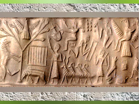 D'après la possible ascension du roi Etana de Kish, sceau, vers 2200 avjc, Mésopotamie. (Marsailly/Blogostelle)