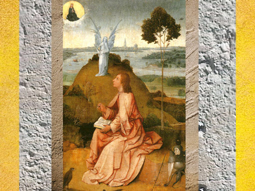 D'après Saint Jean à Patmos, ange et arbre, Jérôme Bosch, XVe-début XVIe siècle, Pays-Bas. (Marsailly/Blogostelle)