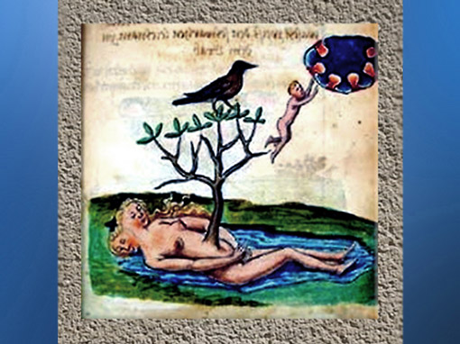 D'après l'iconographie alchimique, arbre et naissance de l'or philosophal. (Marsailly/Blogostelle)