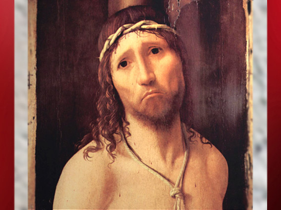 D'après Ecce Homo, peinture d’Antonello da Messine vers 1473 apjc, détail. (Marsailly/Blogostelle)