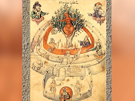 D'après l'iconographie alchimique, Arbre - Athanor. (Marsailly/Blogostelle)