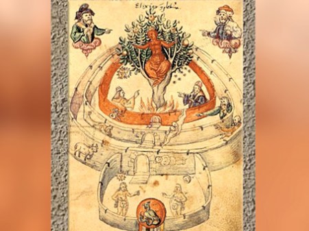 D'après l'iconographie alchimique, Arbre - Athanor. (Marsailly/Blogostelle)