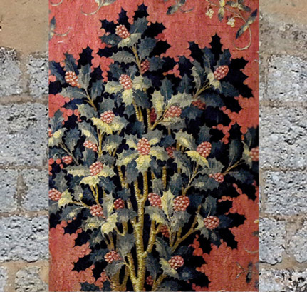 D'après le Houx, détails de la tapisserie médiévale La Dame à la Licorne, À Mon Seul Désir, vers 1500 apjc, France. (Marsailly/Blogostelle)