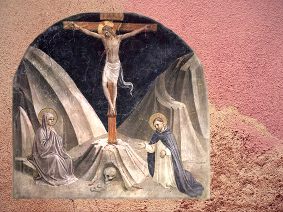D'après La Crucifixion, le mont Golgotha et crâne, Fra Angelico, XVe siècle, San Marco, Florence, Italie. (Marsailly/Blogostelle)