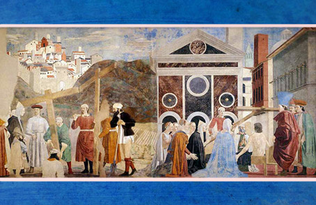 D’après Hélène et le miracle de la Vraie Croix, de Piero della Francesca, fresques,1452-1466, basilique San Francesco d'Arezzo, Renaissance italienne. (Marsailly/Blogostelle)