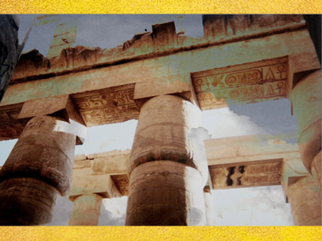 D'après la forêt de piliers de Louxor, temple d'Amon-Mout-Khonsou, Thèbes, Aménophis III, Nouvel Empire. (Marsailly/Blogostelle)