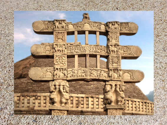 D'après le torana Ouest et ses atlantes, Ier siècle avjc-Ier siècle apjc,  stûpa n° 1, Sânchî, Madhya Pradesh, Nord, Inde ancienne. (Marsailly/Blogostelle)