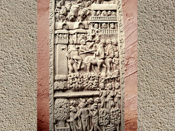 D'après une Porte de Ville, bas-relief, torana Sud, stûpa n° 1, Sânchî, Ier siècle avjc-Ier siècle apjc, Madhya Pradesh, Nord, Inde ancienne. (Marsailly/Blogostelle)