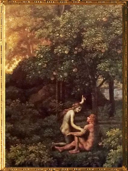 D'après Le Printemps, détail, Adam et Eve, Nicolas Poussin, 1660-1664, XVIIe siècle, classicisme, France. (Marsailly/Blogostelle)