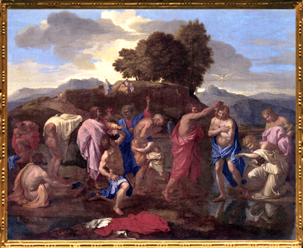 D'après Le Sacrement du Baptème, Nicolas Poussin, série de tableaux pour Cassiano Dal Pozzo, 1636, XVIIe siècle, classicisme, France. (Marsailly/Blogostelle)
