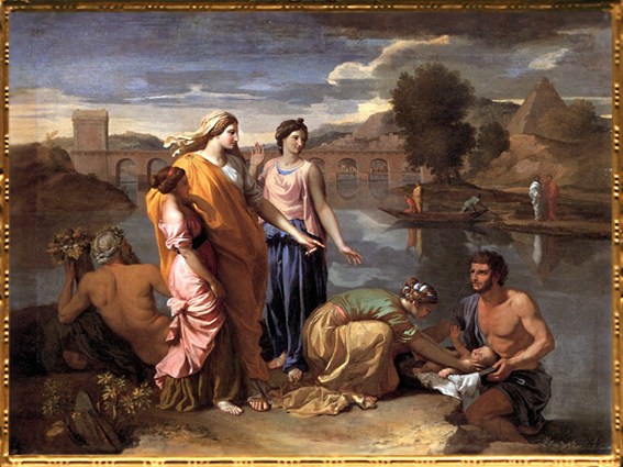 D'après Moïse Sauvé des Eaux, Nicolas Poussin, 1638 apjc, XVIIe siècle, classicisme, France. (Marsailly/Blogostelle)