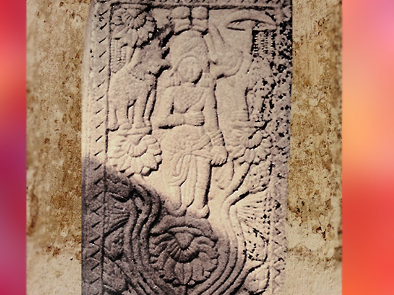 D'après la déesse Lakshmî, balustrade, stûpa n° 1 Sanchî, Madhya Pradesh, Nord, Inde ancienne. (Marsailly/Blogostelle)