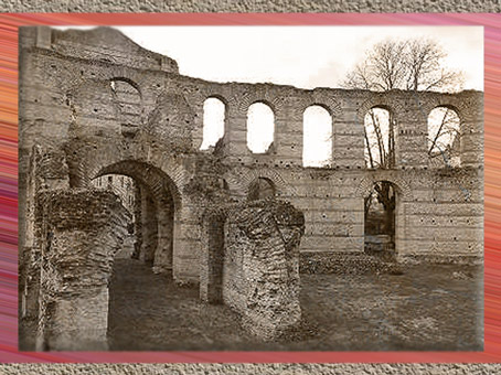 D'après les vestiges de l'amphithéâtre de Burdigala dit Le Palais Gallien, Bordeaux, Ier-IIIe siècle, Gironde, France, Gaule Romaine. (Marsailly/Blogostelle)