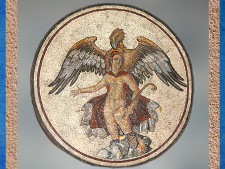 D'après le Rapt de Ganymède, mosaïque, IIe-IIIe siècle, Vienne, Rhône-Alpes, Gaule Romaine. (Marsailly/Blogostelle)