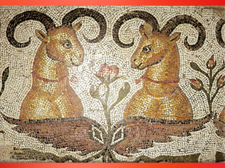 D'après une mosaïque d'Antioche, marbre et calcaire, IVe siècle apjc, Empire Romain. (Marsailly/Blogostelle)