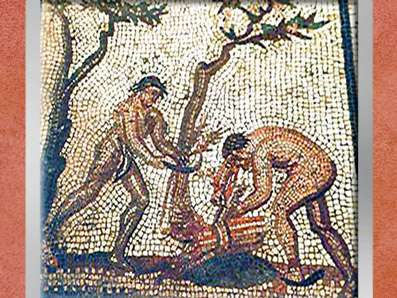 D'après les Fagots, mosaïque Saint-Romain-en-Gal, IIIe siècle apjc, Gaule Romaine. (Marsailly/Blogostelle)