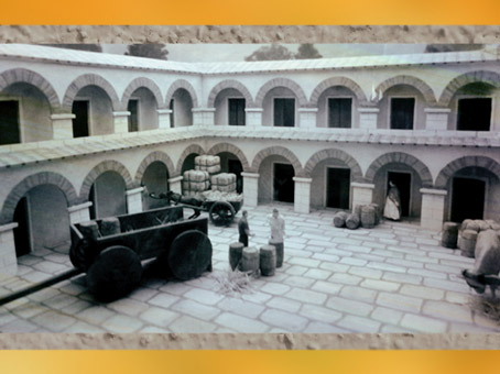 D'après le site du Fâ de Barzan, maquette, place et arcades, IIe siècle, Charente Maritime, France, Gaule Romaine. (Marsailly/Blogostelle)