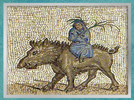 D'après l'Hiver, mosaïque Saint-Romain-en-Gal, IIIe siècle apjc, Vienne, Rhône-Alpes, Gaule Romaine. (Marsailly/Blogostelle)