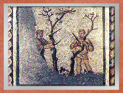 D'après la greffe des arbres, mosaïque Saint-Romain-en-Gal, IIIe siècle apjc, Vienne, Rhône-Alpes, Gaule Romaine. (Marsailly/Blogostelle)