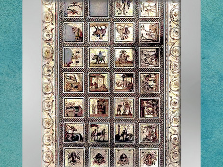 D’après une vue d'ensemble de la mosaïque de Saint-Romain-du-Gal, début du IIIe siècle apjc, Rhône, France, Gaule Romaine. (Marsailly/Blogostelle)