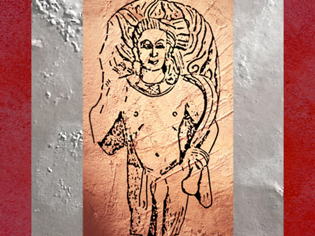 D'après Agni, dieu védique du Feu, haut relief ; école de Mathura, Ier-IIe siècle, époque Kushana, Uttar Pradesh, Nord, Inde ancienne. (Marsailly/Blogostelle)