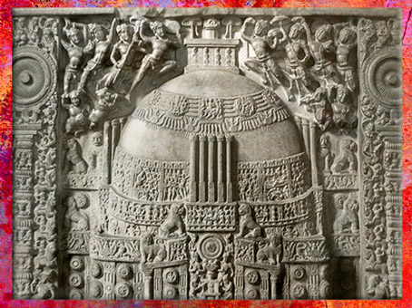 D'après un stûpa sculpté, IIe-IIIe siècle, école d'Amaravatî, époque Sâtavahâna, Andhra Pradesh, Inde du Sud. (Marsailly/Blogostelle)