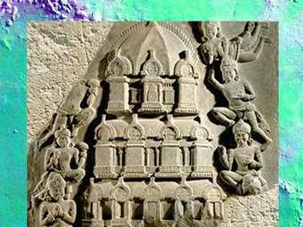 D'après une tour bouddhique, relief, marbre blanc, école d'Amaravati, fin Ier - début IIe siècle, dynastie Satavahana, Andhra Pradesh, Inde du Sud. (Marsailly/Blogostelle)