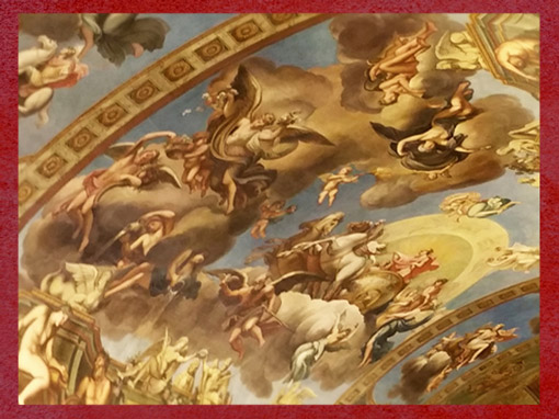 D'après Le char solaire d’Apollon, fresque de François Perrier, Galerie Dorée, Hôtel de La Vrillière-Toulouse, Paris, France, XVIIe siècle. (Marsailly/Blogostelle)