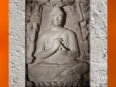 D'après Buddha sur le lotus, IIe-IIIe siècle apjc, art du Gandhâra, époque Kushâna en Inde du Nord. (Marsailly/Blogostelle)