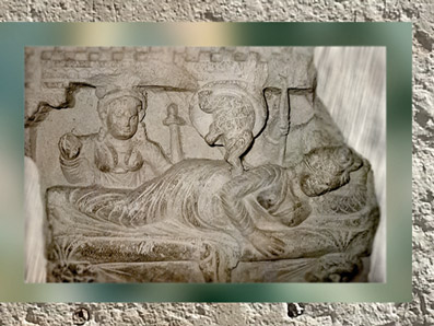 D'après le Songe de la reine Maya et l'éléphant blanc, relief, IIe-IIIe siècle, art du Gandhâra, dynastie Kushâna en Inde du Nord. (Marsailly/Blogostelle)