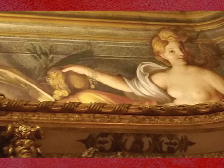 D'après les peintures de la Galerie Dorée, inspirées par le monde Antique, l'Abondance et ses pièces d'or... Hôtel de Toulouse (Banque de France), Paris, France. (Marsailly/Blogostelle)