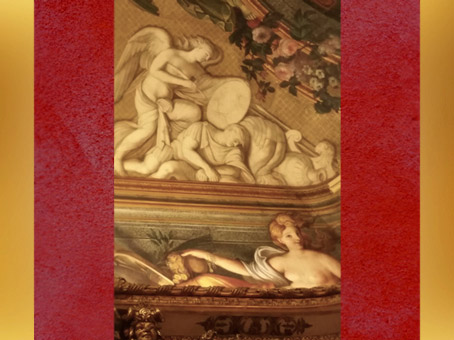 D'après les peintures de la Galerie Dorée, inspirées par le monde Antique, l'Abondance et ses pièces d'or... Hôtel de Toulouse (Banque de France), Paris, France. (Marsailly/Blogostelle)