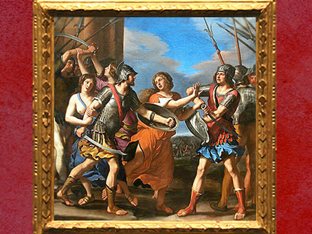 D'après Hersilie séparant Romulus et Tatius, dit aussi Le combat des Romains et des Sabins, 1645, Le Guerchin, Galerie Dorée, collection de La Vrillière, Paris, France, XVIIe siècle. (Marsailly/Blogostelle)