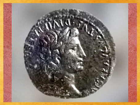 D'après l'empereur Auguste gravé sur monnaie, Lugdunum, Ier siècle apjc, Lyon, France, Gaule Romaine. (Marsailly/Blogostelle)