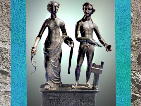 D'après Sirona et Apollon, bronze et argent, IIe siècle, Dijon, Bourgogne, Gaule Romaine. (Marsailly/Blogostelle)