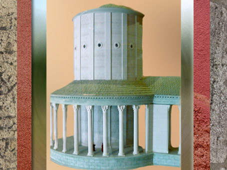 D’après le temple circulaire du Fâ de Barzan, et sa galerie de circulation, maquette, IIe siècle apjc, Charente Maritime, France, Gaule Romaine. (Marsailly/Blogostelle)