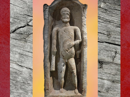 D'après Hercule, niche sculptée, sanctuaire d'Hercule, IIe siècle, Deneuvre, Gaule Romaine. (Marsailly/Blogostelle)