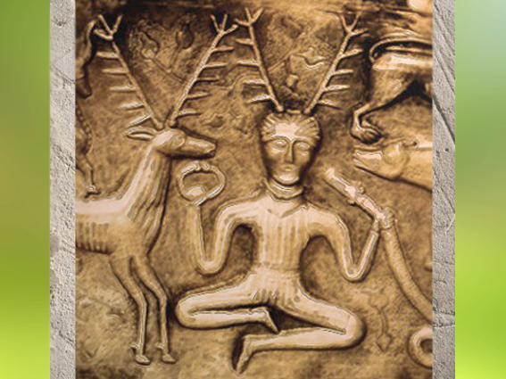 D'après le dieu celte cornu, chaudron de Gundestrup, âge du Fer, Ier siècle avjc, Danemark. (Marsailly/Blogostelle.)