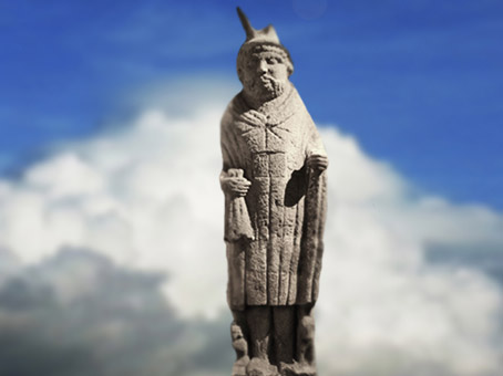 D'après la statue colossale du Mercure de Lezoux, Auvergne, Ier avjc-IVe siècle apjc, Puy-de-Dôme, Auvergne, Gaule Romaine. (Marsailly/Blogostelle)