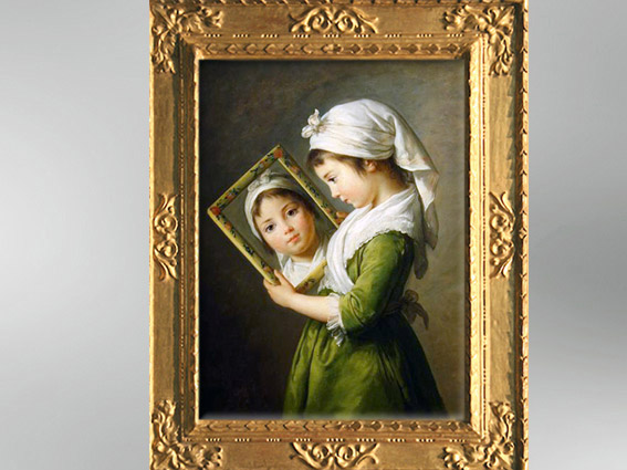 D’après Jeanne Julie Louise Le Brun au Miroir, 1787, Élisabeth Louise Vigée Le Brun. (Marsailly/Blogostelle)