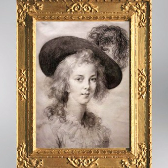D'après un autoportrait au chapeau à plume, vers 1783, pierre noire, Élisabeth Louise Vigée Le Brun. (Marsailly/Blogostelle)